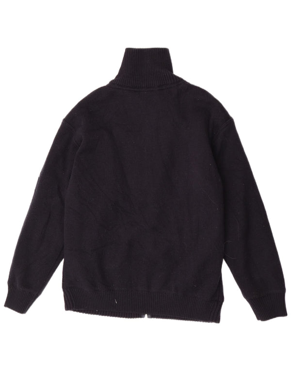 Vintage hombres Cardigan suéter XL azul marino lana merino