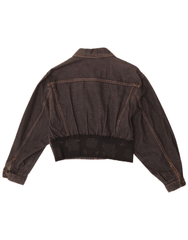 Cappopera Chaqueta vaquera corta para mujer Reino Unido 10 Pequeño algodón floral gris