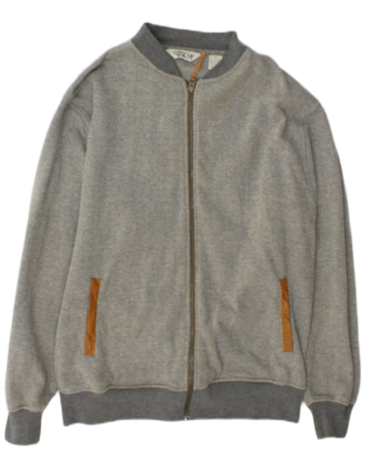 Orvis Hombre Chándal Top Chaqueta Algodón Gris Medio
