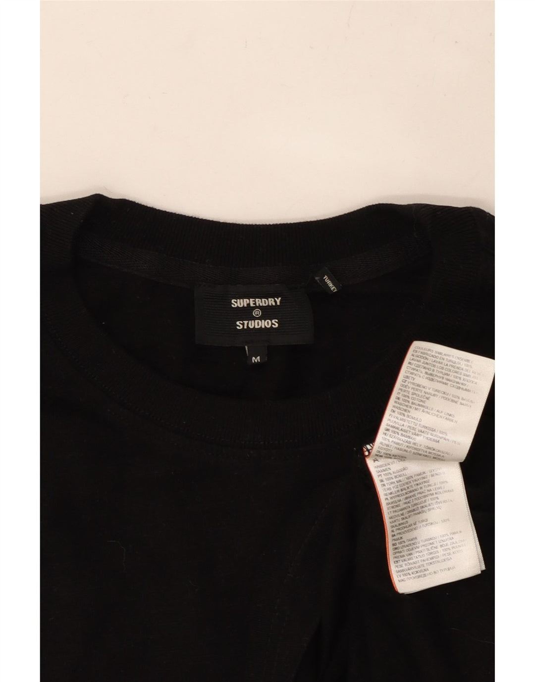 SUPERDRY Hombre Camiseta Top Medium Negro Algodón