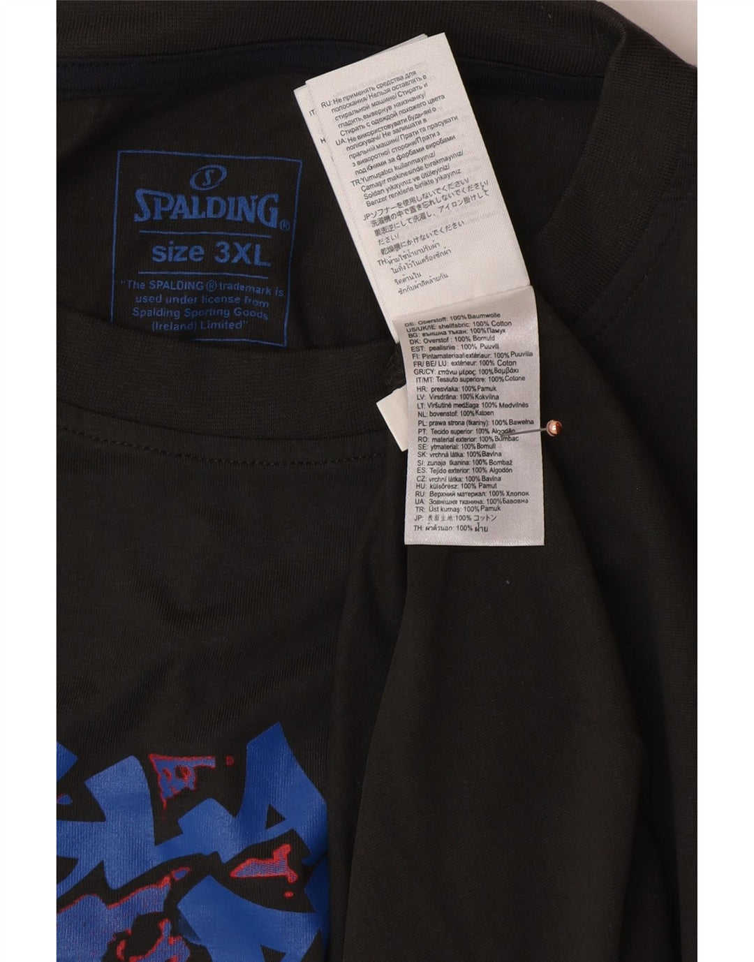 SPALDING Camiseta gráfica para hombre Top 3XL Algodón gris