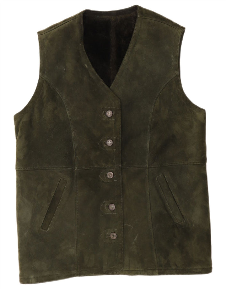 Vintage mujer ante Gilet Reino Unido 14 grande caqui