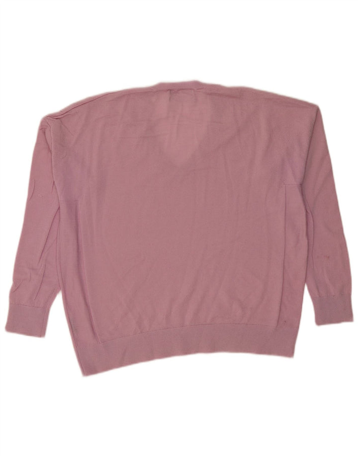 Marks & Spencer Suéter tipo jersey de gran tamaño con cuello en V para mujer UK 44 Rosa mediano