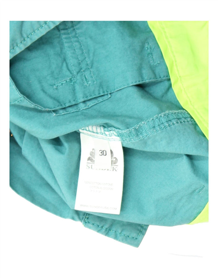 SUNDEK Mens Chino Shorts W30 Medium Blue Cotton Vintage Sundek and Second-Hand Sundek from Messina Hembry 