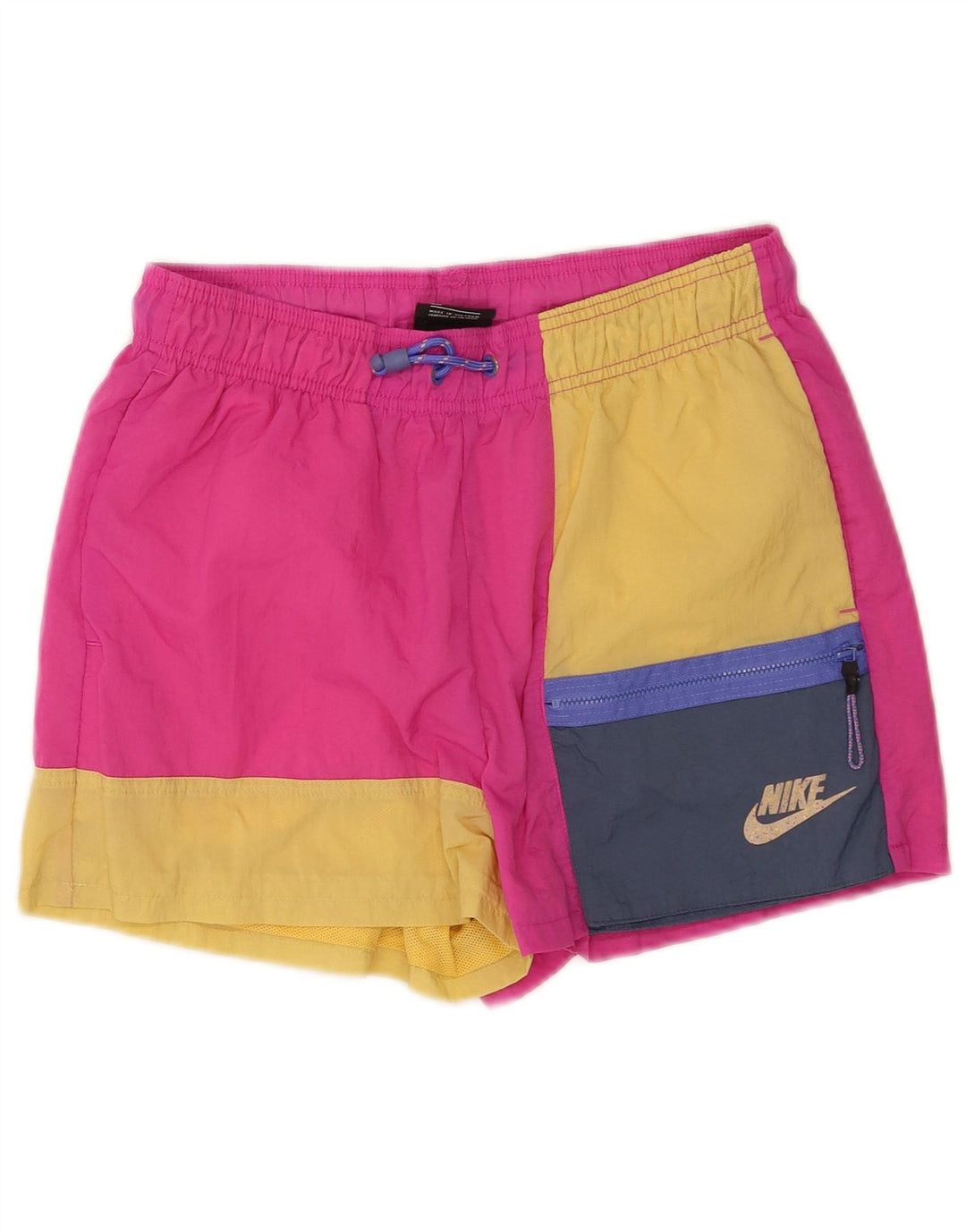 Pantalones cortos deportivos Nike de nailon color block en rosa mediano