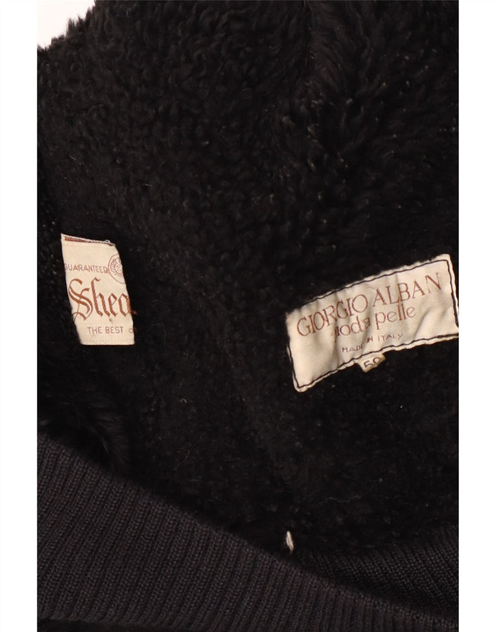 Vintage hombres shearling chaqueta IT 50 grande negro shearling
