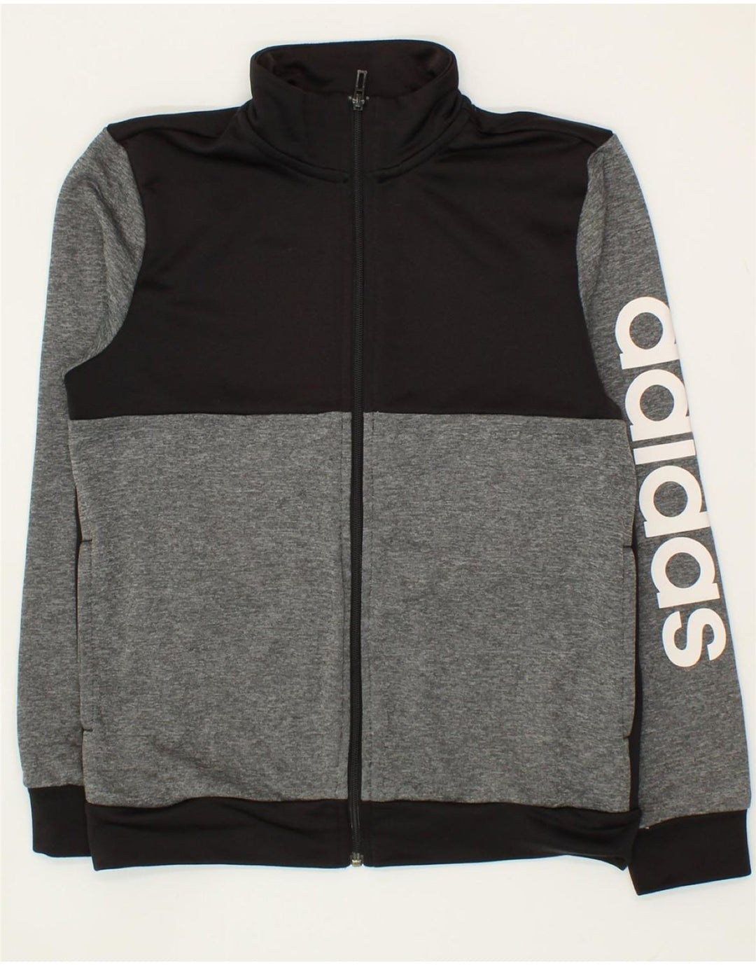 ADIDAS Boys Graphic Tracksuit Top Jacket 13-14 Years Grey Colourblock Vintage Adidas and Second-Hand Adidas from Messina Hembry 