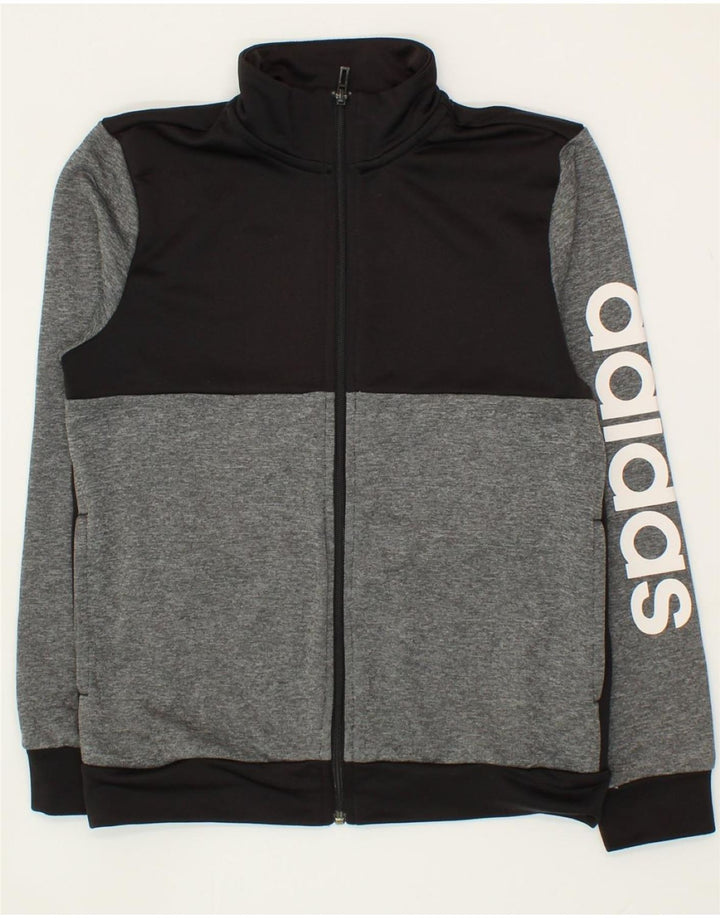 ADIDAS Boys Graphic Tracksuit Top Jacket 13-14 Years Grey Colourblock Vintage Adidas and Second-Hand Adidas from Messina Hembry 