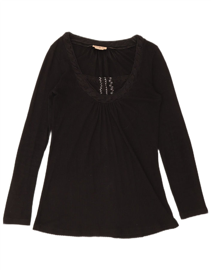 Marlboro Classics Top para mujer de manga larga UK 44 Grande Algodón negro