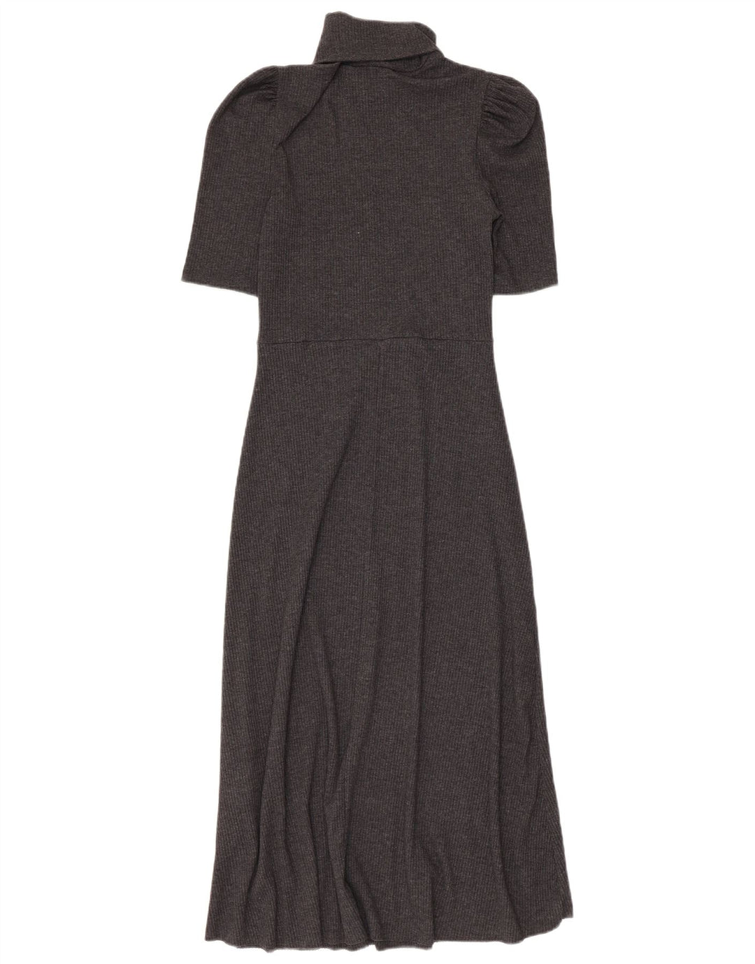 Zara Vestido tipo jersey de manga corta con cuello vuelto para mujer Reino Unido 8 Pequeño Poliéster gris