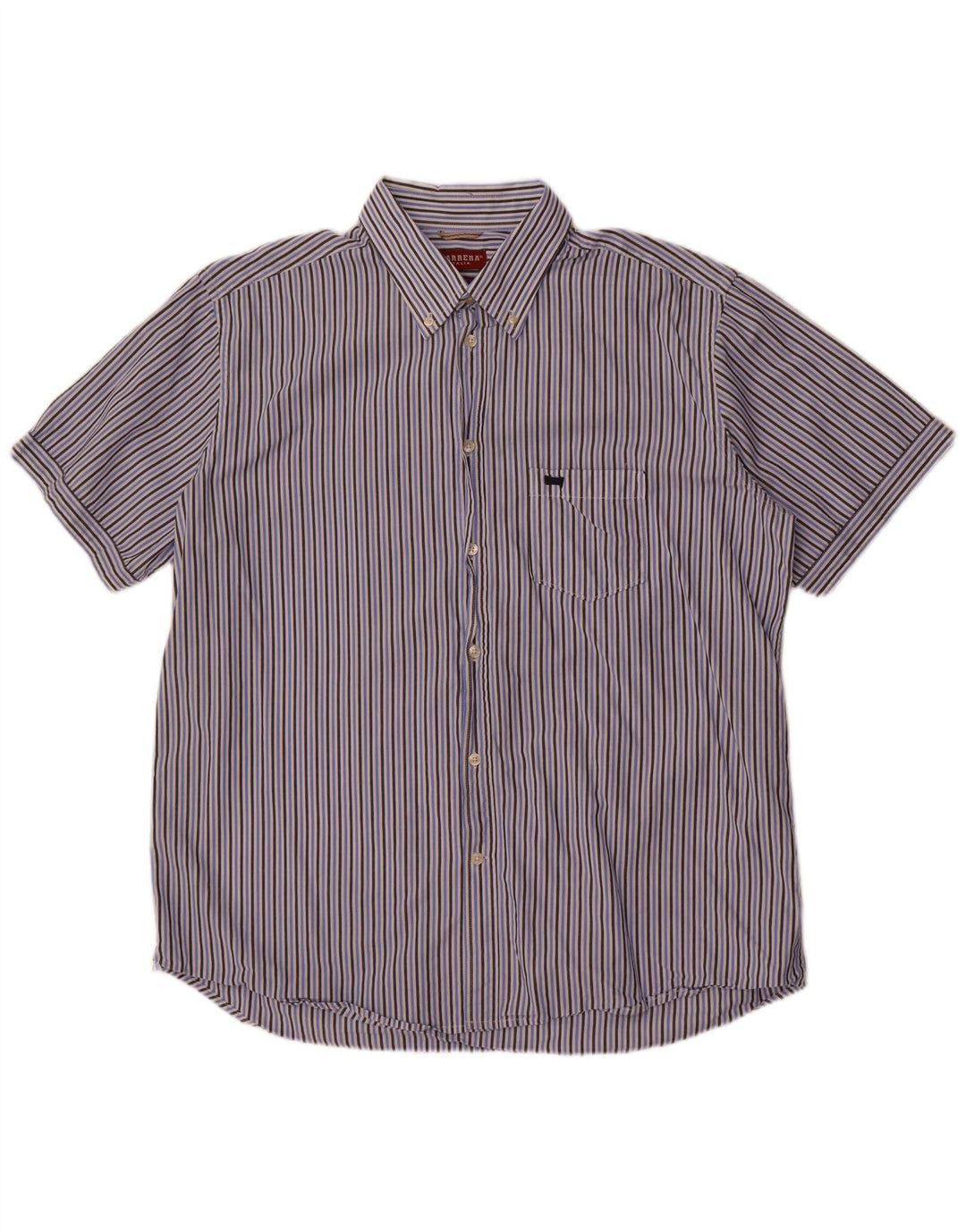 Carrera Camisa de manga corta para hombre de ajuste regular 2XL Algodón a rayas azules