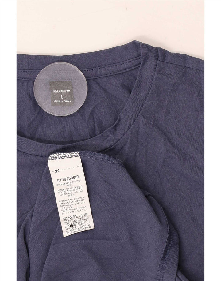 Manfinity Camiseta gráfica para hombre Top Grande Poliéster azul marino