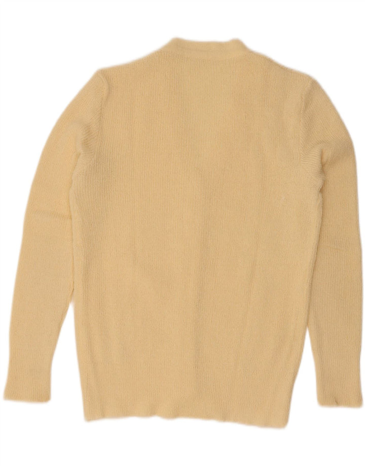 Vintage mujer Cardigan suéter Reino Unido 12 amarillo medio