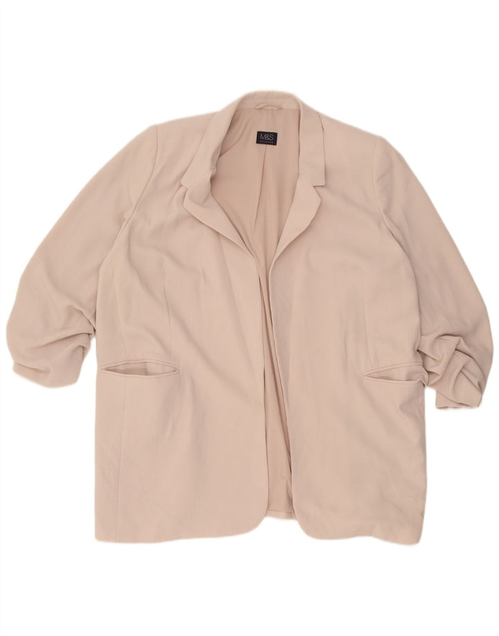 Marks & Spencer Chaqueta Americana Abierta de Manga 3/4 para Mujer UK 22 3XL Beige