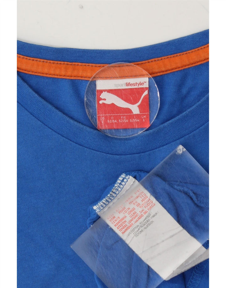 PUMA Camiseta gráfica para hombre Top grande de algodón azul