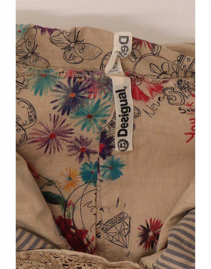 Desigual Chaqueta corta con cremallera completa para mujer EU 42 Grande Algodón beige