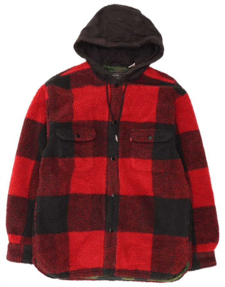 Levi's Camisa de franela de leñador con capucha para hombre, cuadros rojos pequeños
