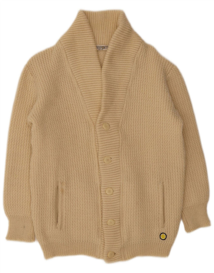 Vintage Hombre Cardigan Suéter IT 50 Lana Beige Mediana
