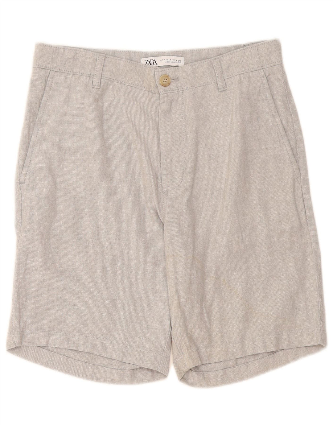 Zara Mens Chino Shorts EU 38 Small W30 Gris Lino