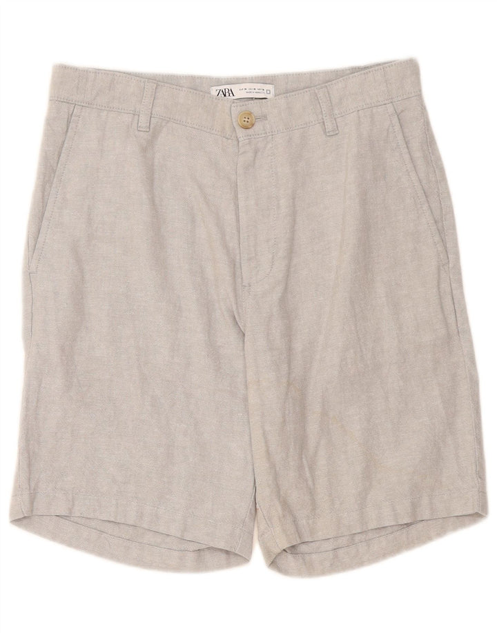 Zara Mens Chino Shorts EU 38 Small W30 Gris Lino