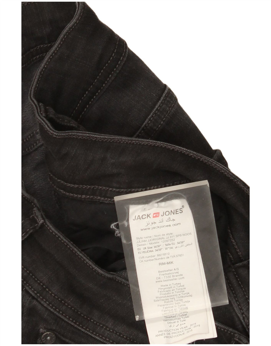 Jack & Jones Vaqueros ajustados para hombre W34 L30 Algodón negro