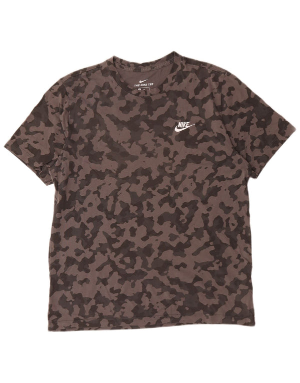 Camiseta Nike Hombre Top Gris Medio Camuflaje Algodón