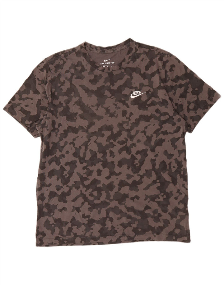 Camiseta Nike Hombre Top Gris Medio Camuflaje Algodón
