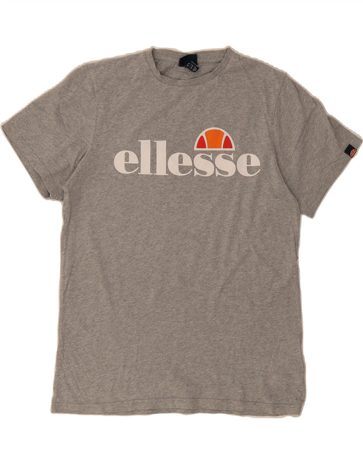 ELLESSE Womens Graphic T-Shirt Top UK 12 Medium Grey Cotton Vintage Ellesse and Second-Hand Ellesse from Messina Hembry 