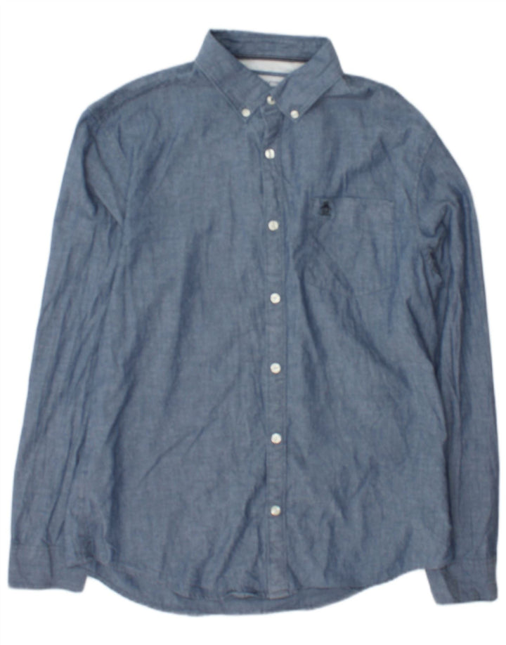 Camisa Penguin Hombre Algodón Azul Medio