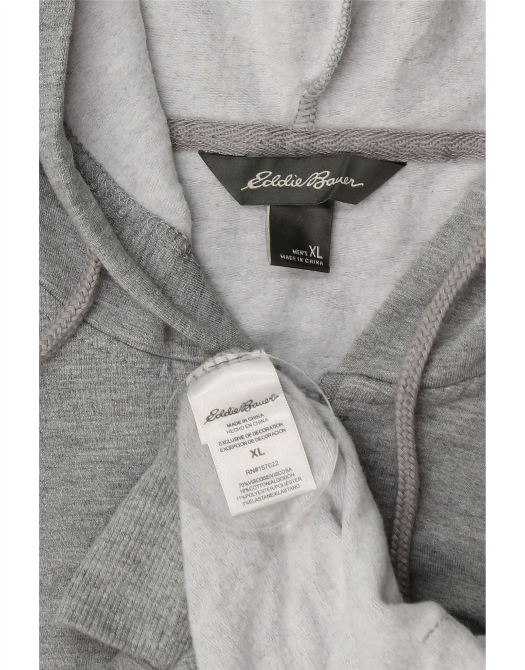EDDIE BAUER Sudadera con capucha y cremallera para hombre XL Viscosa gris
