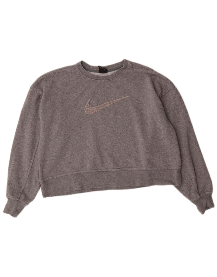 Nike Dri Fit Graphic Sudadera de gran tamaño para mujer, talla 10, color gris