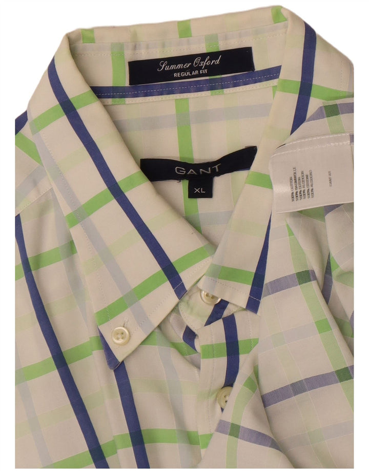 GANT Camisa Regular Fit XL De Algodón A Cuadros Blanco Hombre
