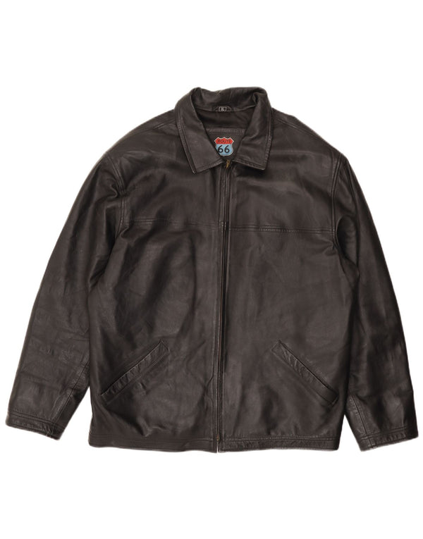 Route 66 Chaqueta de cuero para hombre UK 42 XL Cuero negro