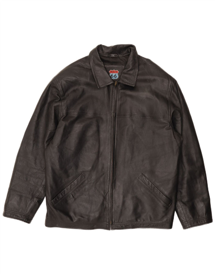Route 66 Chaqueta de cuero para hombre UK 42 XL Cuero negro