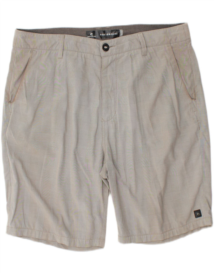RIP CURL Pantalones cortos chinos para hombre W38 XL Gris a cuadros