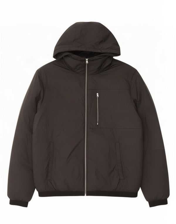 Zara Mens Hooded Padded Jacket UK 38 Medium Black