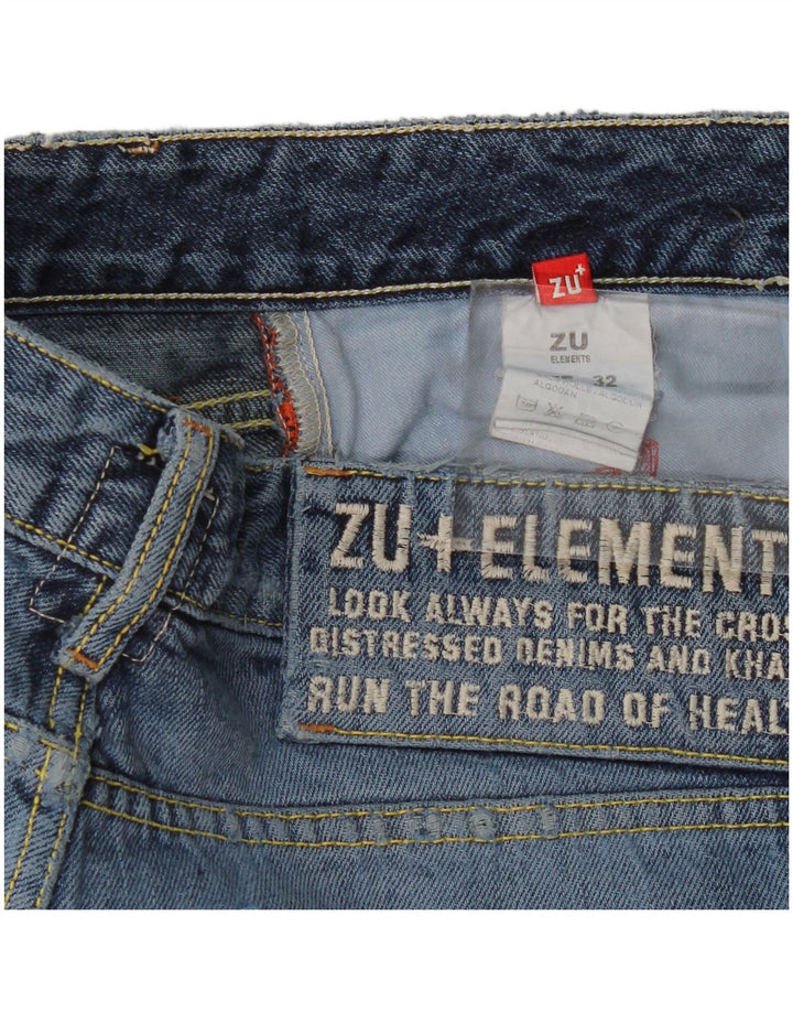 Zu Elements Vaqueros rectos desgastados para mujer W32 L35 Algodón azul