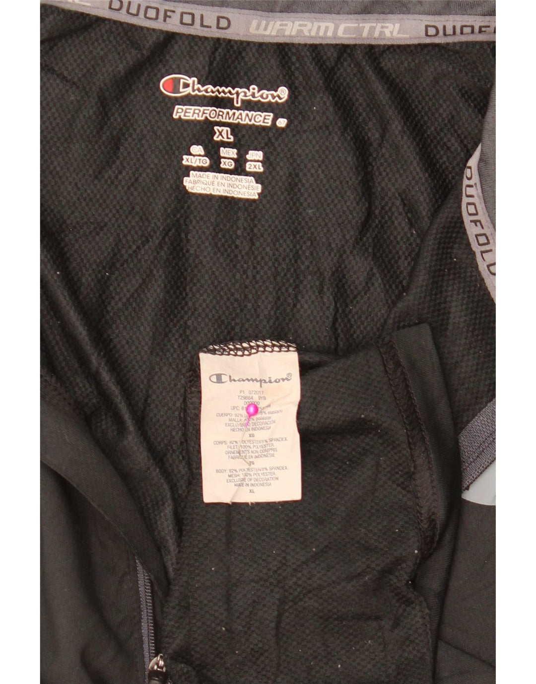 CHAMPION Top de chándal con cuello y cremallera para hombre XL Bloque de color negro