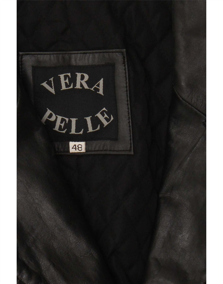Abrigo de cuero vintage para mujer IT 48 XL Negro