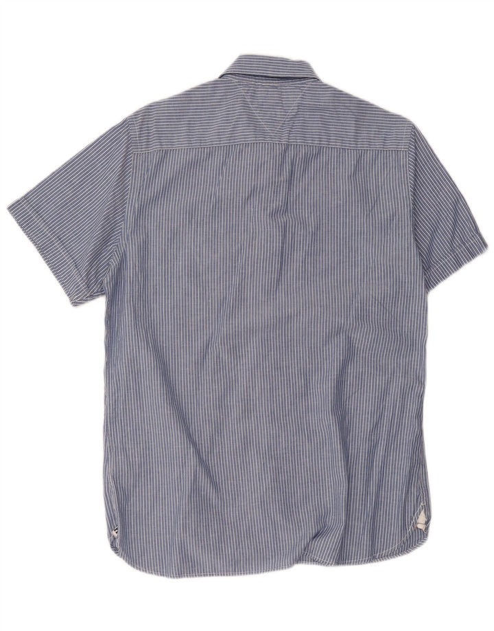 Camisa Tommy Hilfiger Hombre de manga corta de algodón a rayas azul medio