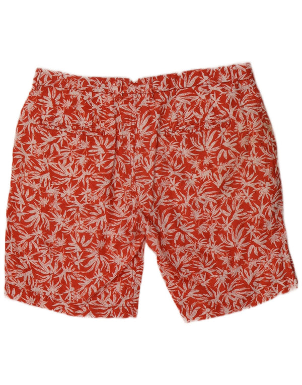 Zara Mens Chino Shorts EU 44 Large W34 Rojo Floral Lino