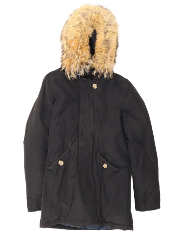 Woolrich Parka con capucha para mujer UK 6 XS Azul marino