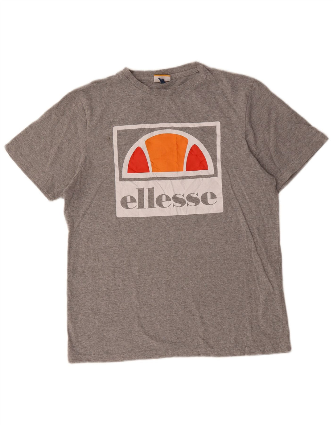Ellesse Hombre Camiseta Gráfica Top Algodón Gris Medio