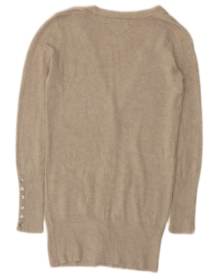 Zara Mujer Cárdigan Suéter UK 8 Pequeño Rayón Beige