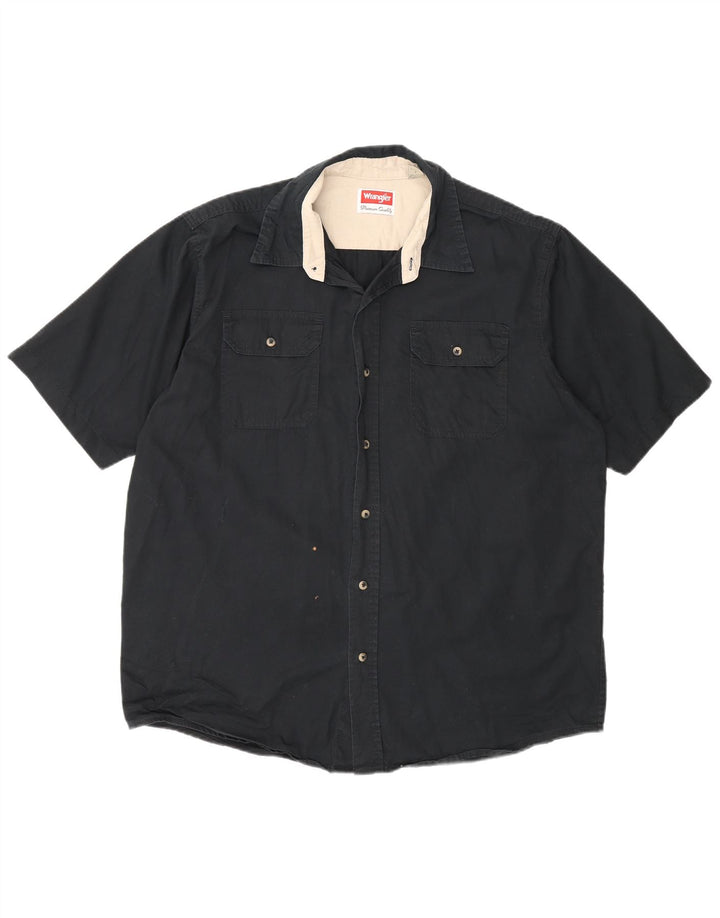 Wrangler Camisa De Manga Corta Para Hombre Grande Algodón Negro