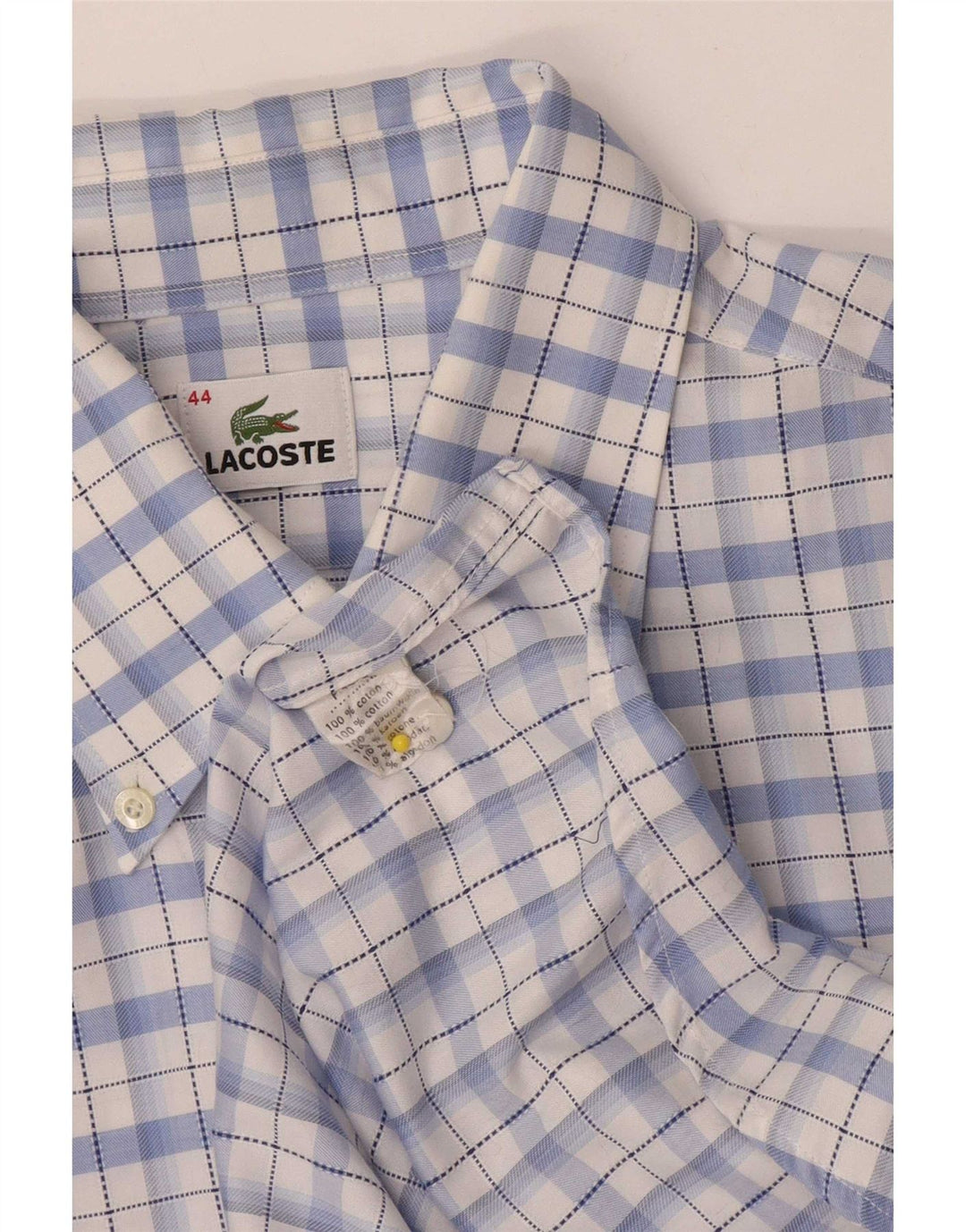 Camisa Lacoste Hombre Talla 44 XL Algodón Cuadros Azul