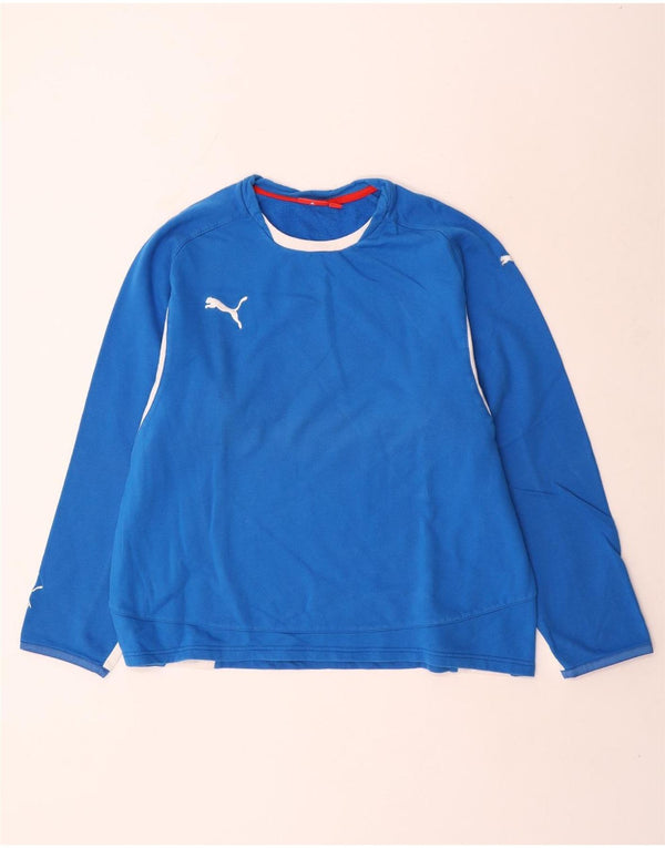 Puma Mujer Top Manga Larga UK 44 Azul Medio Algodón Colorblock