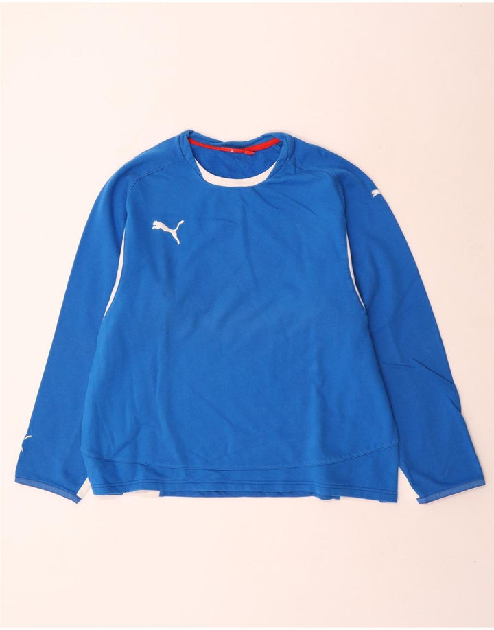 Puma Mujer Top Manga Larga UK 44 Azul Medio Algodón Colorblock