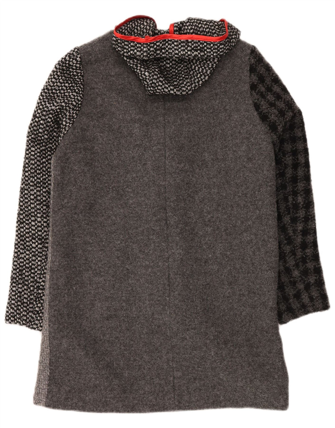 DESIGUAL Abrigo con capucha gráfico para mujer EU 40 Cuadro gris medio