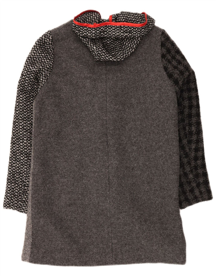DESIGUAL Abrigo con capucha gráfico para mujer EU 40 Cuadro gris medio